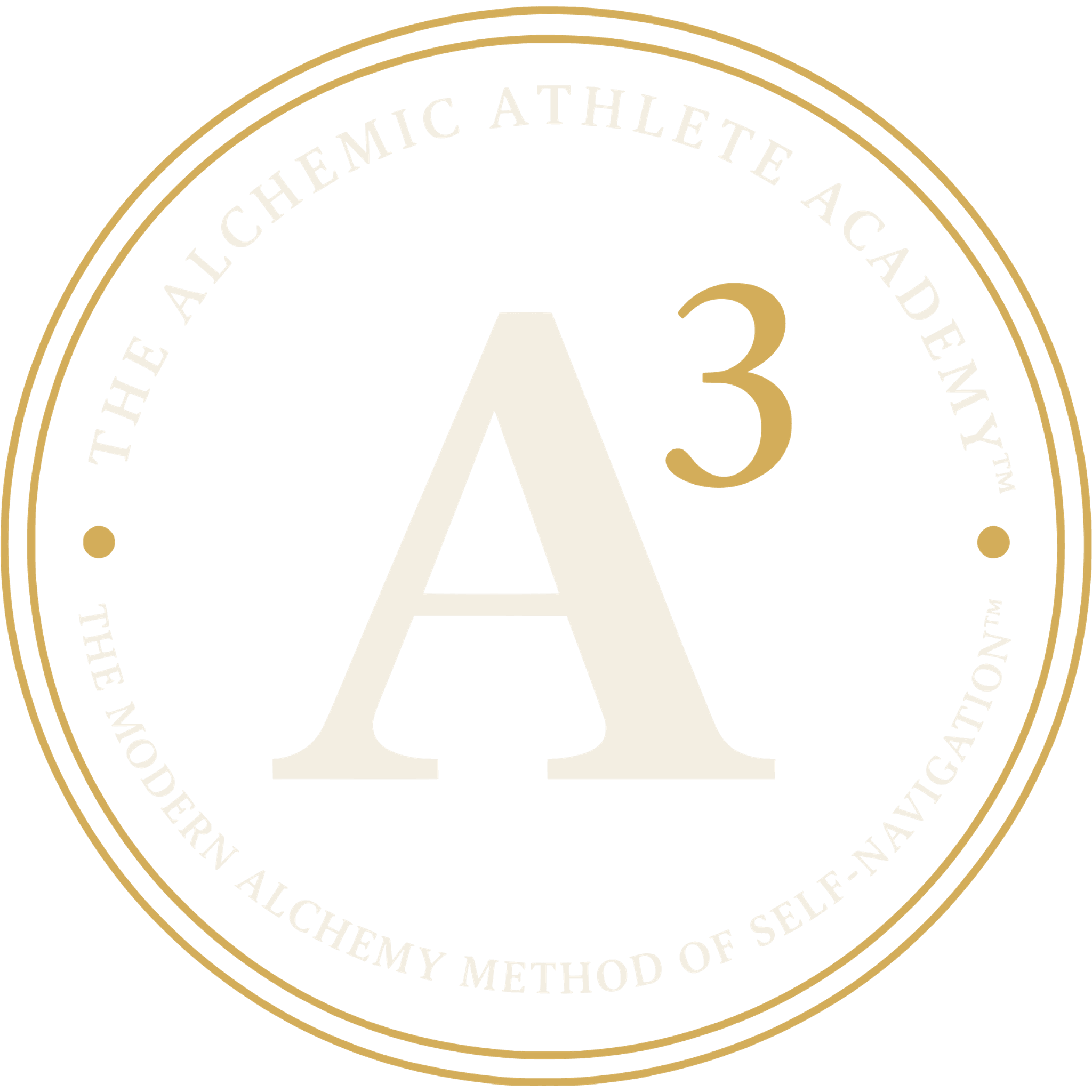 The Alchemic Athlete Academy — A³ seal, light version for dark backgrounds